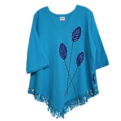 Striped Leaf- Fringe Top