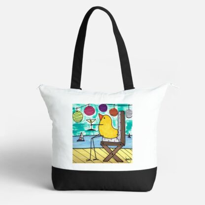 Martini Bird Canvas Tote